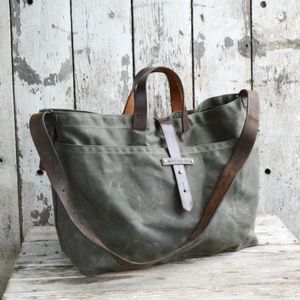 Peg & Awl Antique Leather Waxed Canvas Tote